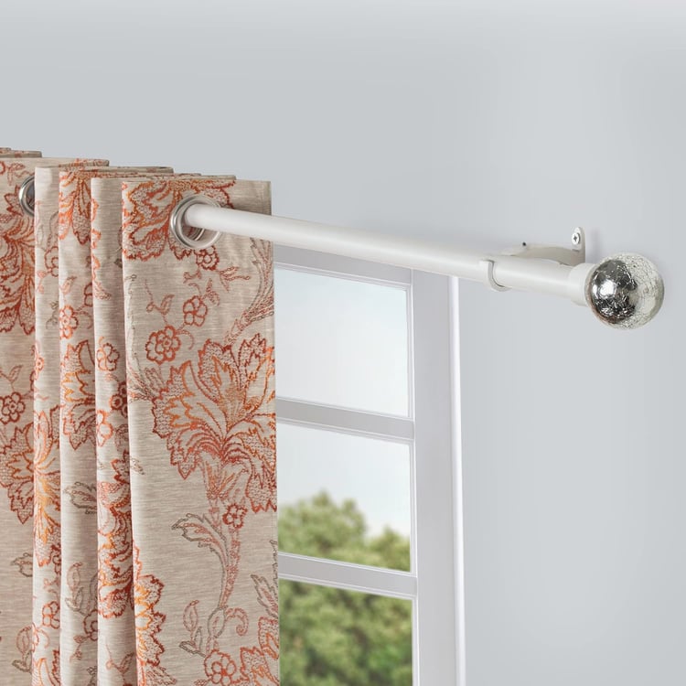 DECO WINDOW Kidball Extendable Single Curtain Rod - 25mm, Ivory Matt (52-144in)