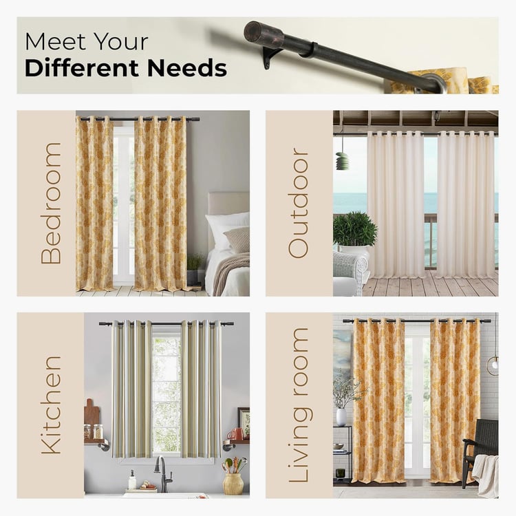 DECO WINDOW Barrel Extendable Single Curtain Rod - 25mm, Black (36-66in)