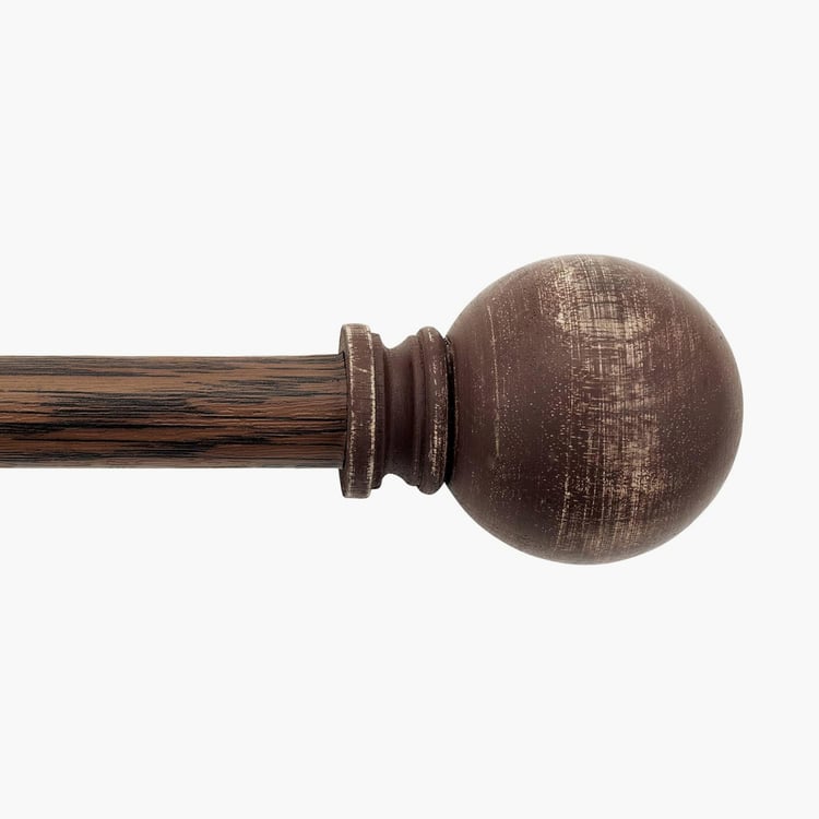 DECO WINDOW Ball Extendable Single Curtain Rod - 25mm, Walnut (36-66in)