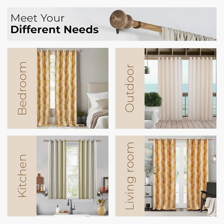 DECO WINDOW Urn Extendable Single Curtain Rod - 25mm, Brown (36-66in)