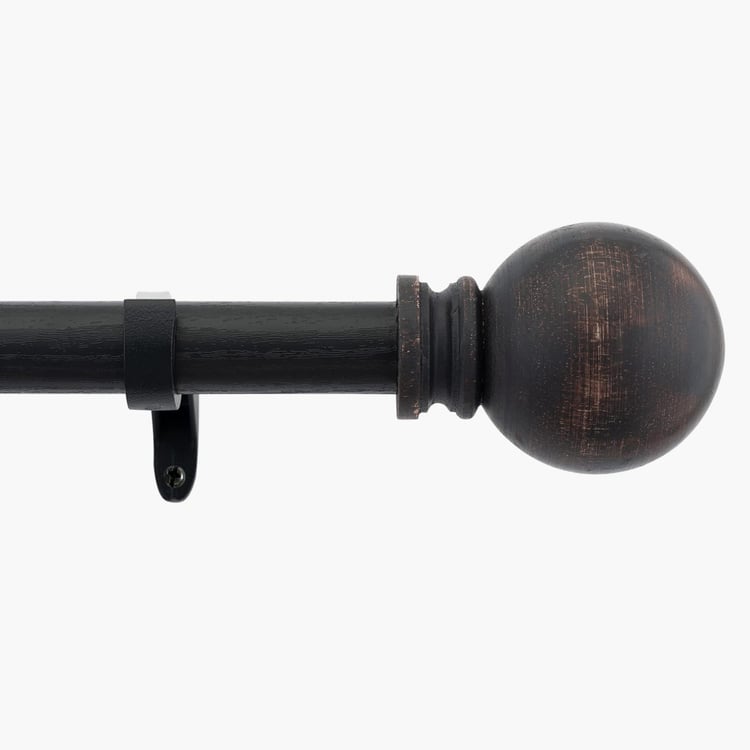 DECO WINDOW Ball Extendable Single Curtain Rod - 25mm, Black (52-144in)