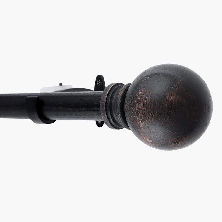 DECO WINDOW Ball Extendable Single Curtain Rod - 25mm, Black (52-144in)