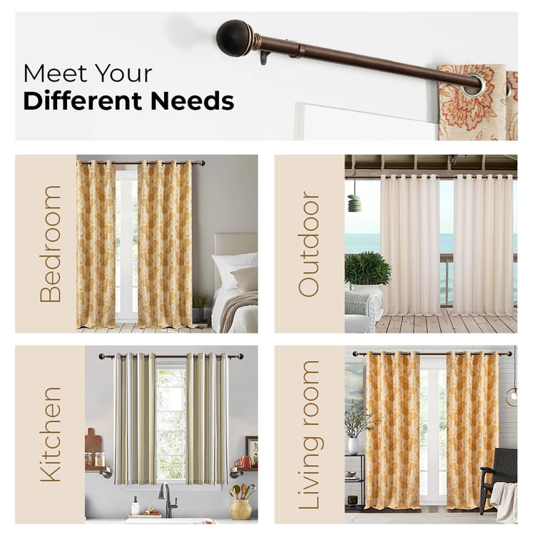 DECO WINDOW 1 Pc Extendable Curtain Rod - 25mm, Brown (36-66")