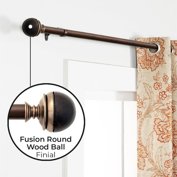 DECO WINDOW 1 Pc Extendable Curtain Rod - 25mm, Brown (36-66")