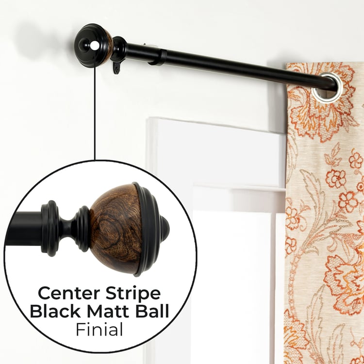 DECO WINDOW Staked 1 Pc Extendable Curtain Rod - 25mm, Black (36-66")