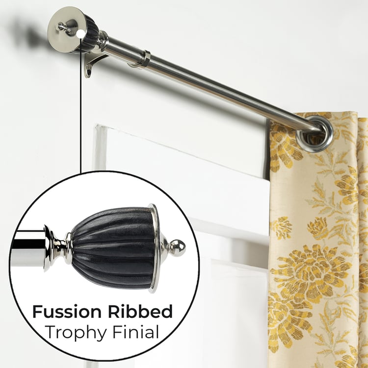 DECO WINDOW Red Trophy 1 Pc Extendable Curtain Rod - 25mm, Silver (36-66")