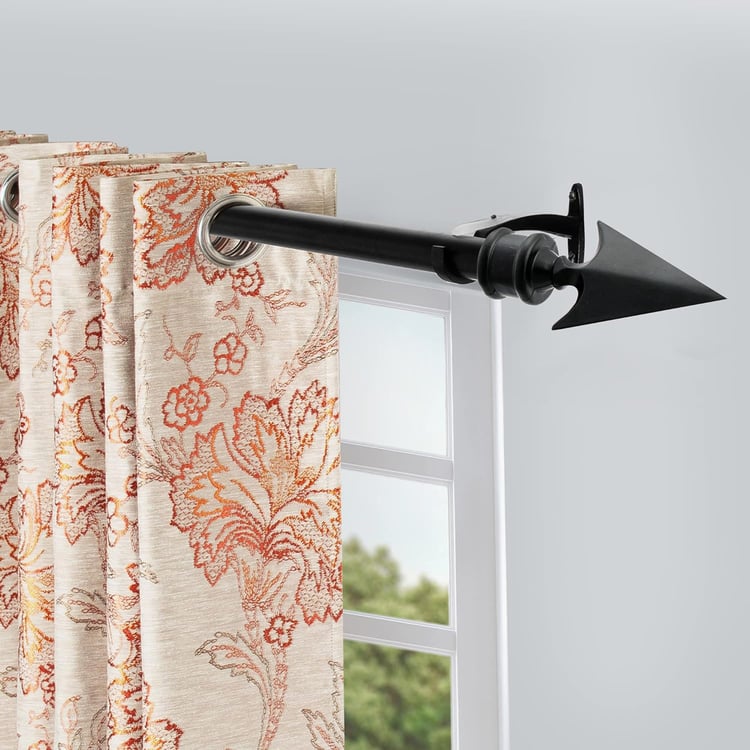 DECO WINDOW Arrow Set of 2 Extendable Single Curtain Rods - 19mm, Black (36-66in)