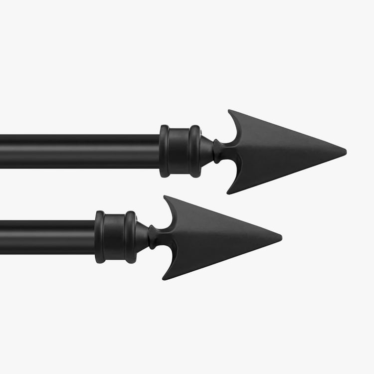 DECO WINDOW Arrow Set of 2 Extendable Single Curtain Rods - 19mm, Black (66-120in)
