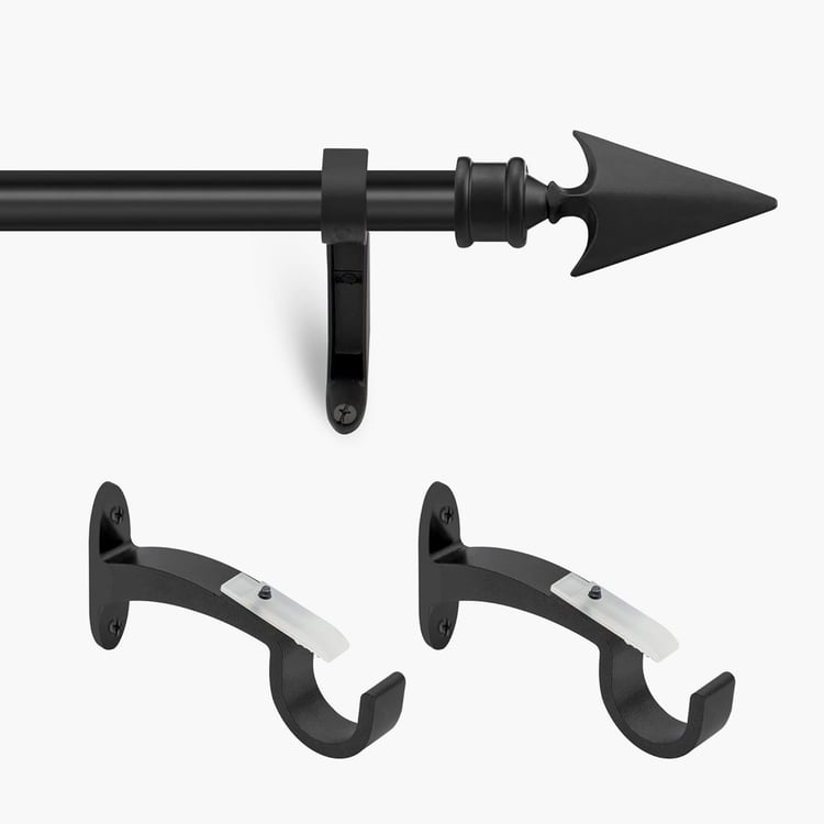 DECO WINDOW Arrow Set of 2 Extendable Single Curtain Rods - 19mm, Black (66-120in)
