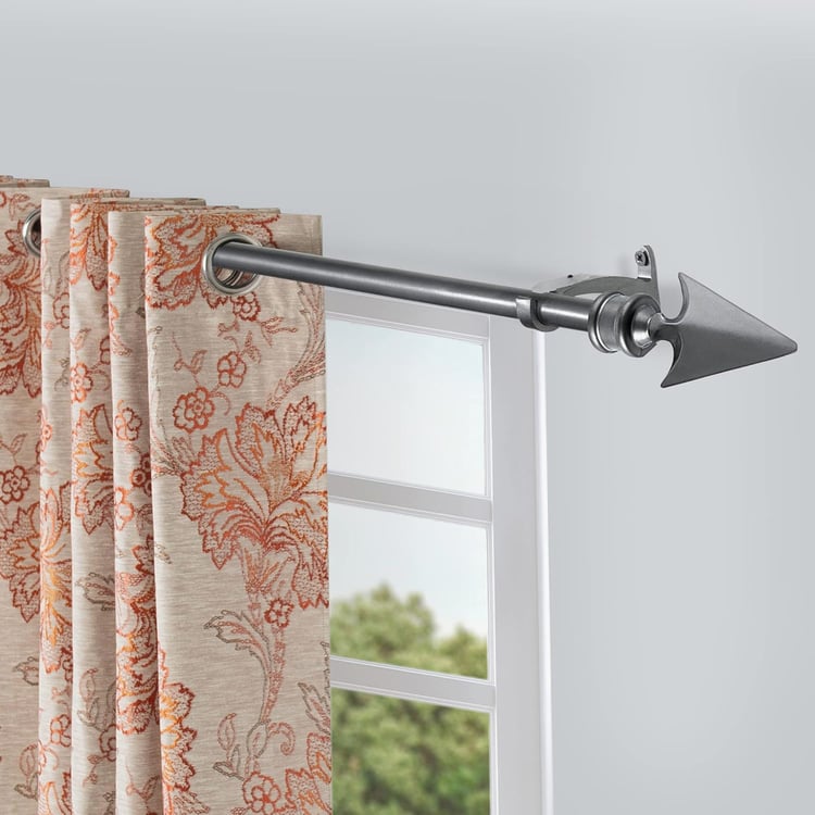 DECO WINDOW Arrow Set of 2 Extendable Single Curtain Rods - 19mm, Grey (66-120in)