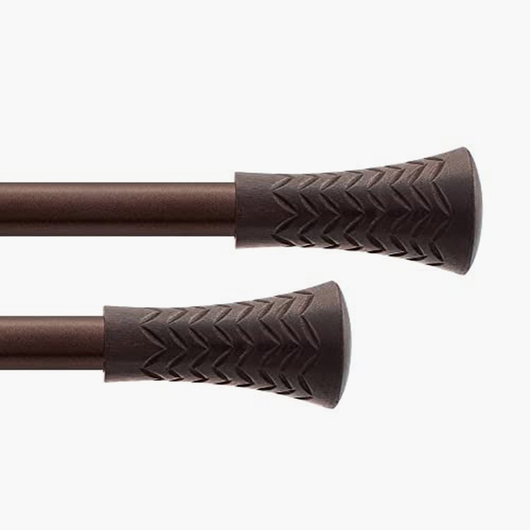 DECO WINDOW  Taper Set of 2 Extendable Single Curtain Rods - 19mm, Brown Oil Rubbed (36-66in)