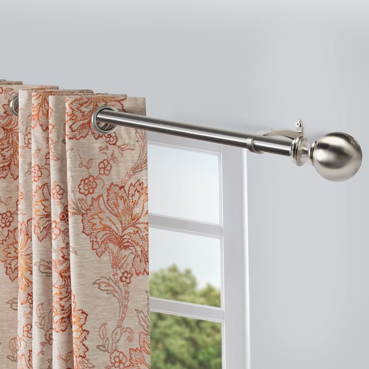 DECO WINDOW Ball Set of 2 Extendable Single Curtain Rods - 25mm, Silver (52-144in)