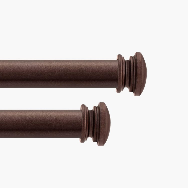 DECO WINDOW End Cap Set of 2 Extendable Single Curtain Rods - 25mm, Brown Oil Rubbed (36-66in)