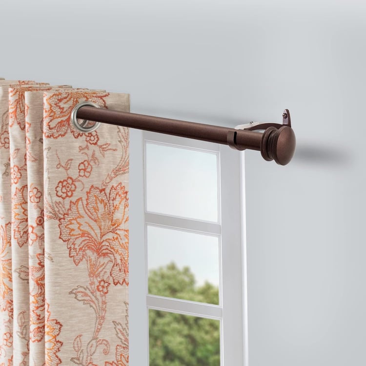 DECO WINDOW End Cap Set of 2 Extendable Single Curtain Rods - 25mm, Brown Oil Rubbed (36-66in)