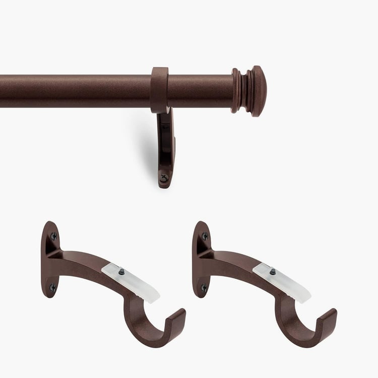 DECO WINDOW End Cap Set of 2 Extendable Single Curtain Rods - 25mm, Brown Oil Rubbed (36-66in)