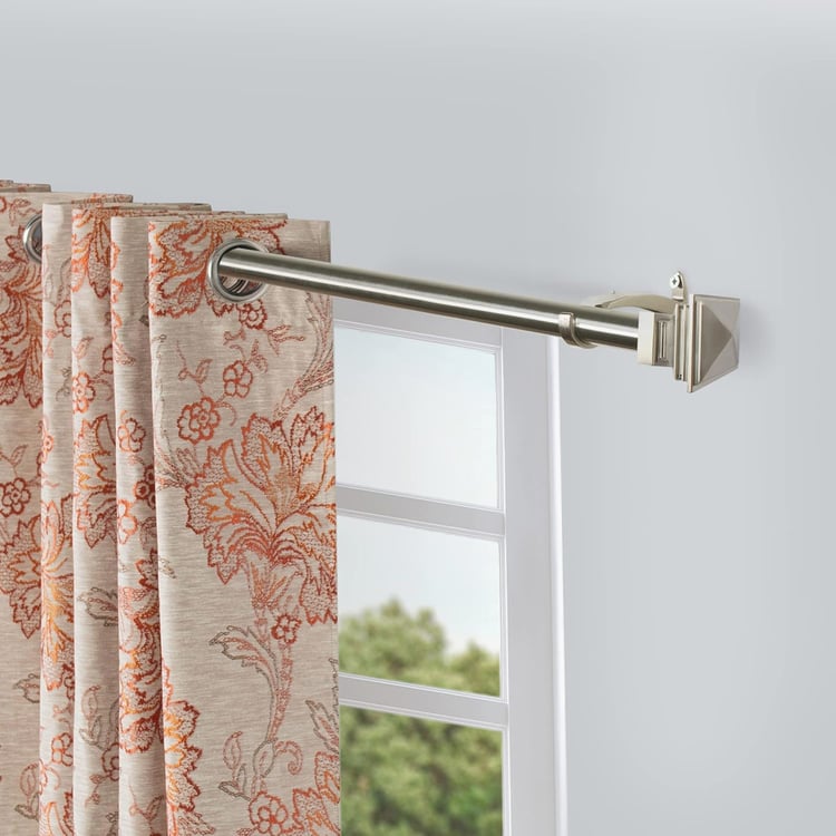 DECO WINDOW Stakd Square Set of 2 Extendable Single Curtain Rods - 25mm, Satin Silver (36-66in)