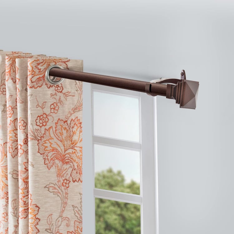 DECO WINDOW Stakd Square Set of 2 Extendable Single Curtain Rods - 25mm, Brown (36-66in)