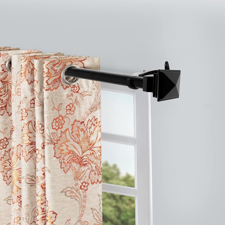 DECO WINDOW Stakd Square Set of 2 Extendable Single Curtain Rods - 25mm, Black (52-144in)