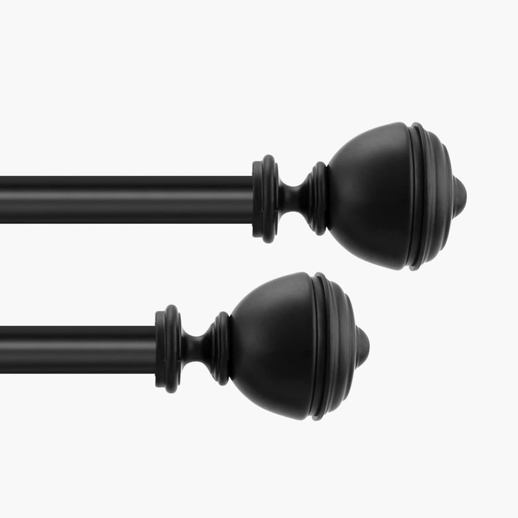 DECO WINDOW Staked Round Set of 2 Extendable Single Curtain Rods - 25mm, Blac (36-66in)