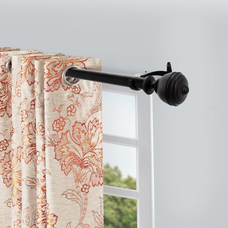 DECO WINDOW Staked Round Set of 2 Extendable Single Curtain Rods - 25mm, Blac (36-66in)