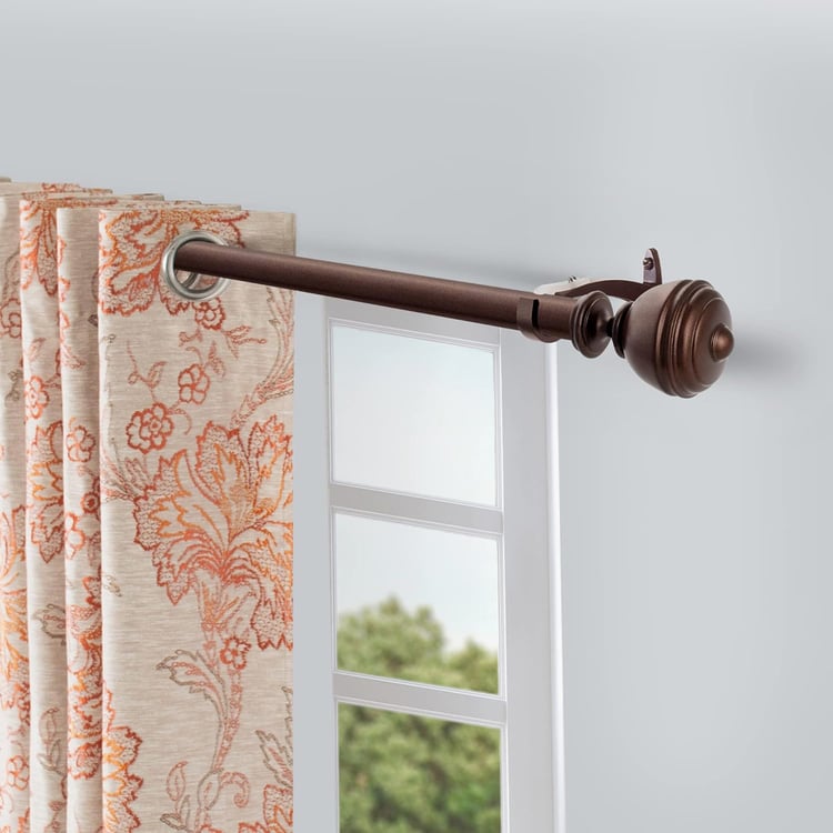 DECO WINDOW Staked Set of 2 Extendable Single Curtain Rods - 25mm, Brown (36-66in)