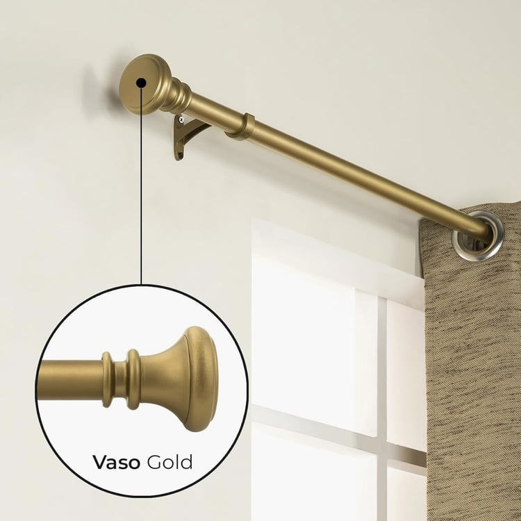 DECO WINDOW Vaso Extendable Single Curtain Rod - 25mm, Gold (52-144in)