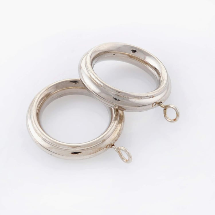 DECO WINDOW Set of 14 Curtain Rings with Hooks - Satin Silver