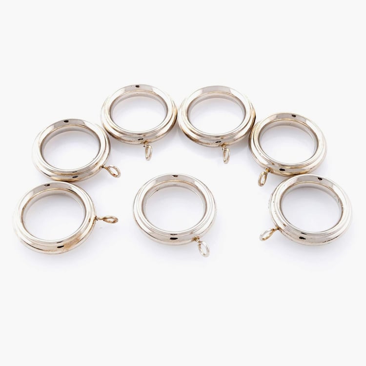 DECO WINDOW Set of 14 Curtain Rings with Hooks - Satin Silver