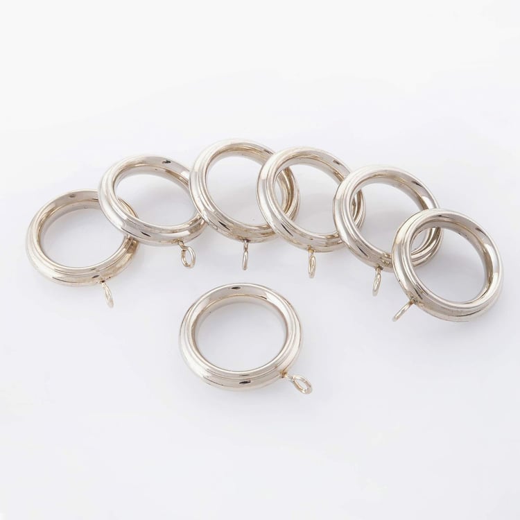 DECO WINDOW Set of 14 Curtain Rings with Hooks - Satin Silver