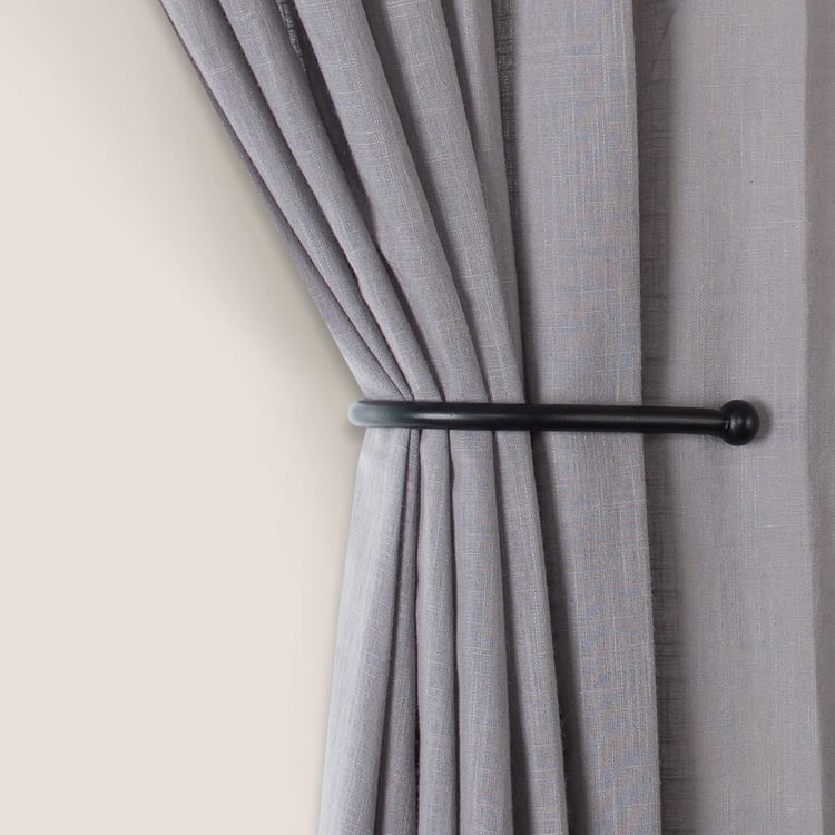 DECO WINDOW Set of 2 Iron Curtain Holdbacks - Black Matt