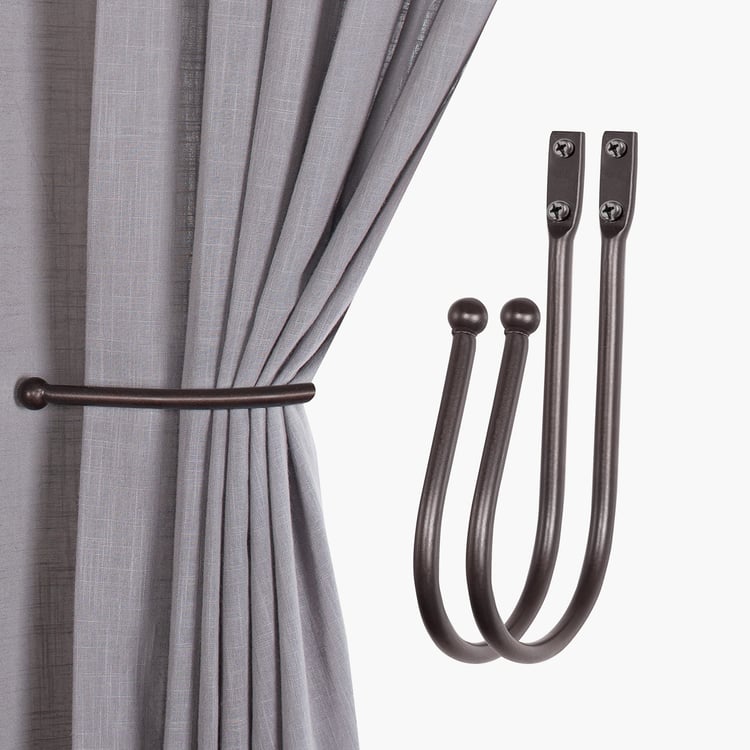 DECO WINDOW Set of 2 Iron Curtain Holdbacks - Brown Oil Rubbed