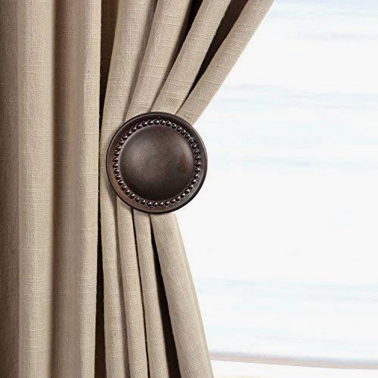 DECO WINDOW Set of 2 Iron Curtain Holdbacks - Brown Oil Rubbed