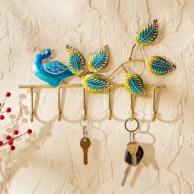 Corsica Metal Peacock Wall Multi Hooks