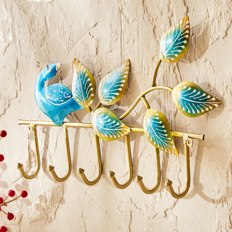 Corsica Metal Peacock Wall Multi Hooks