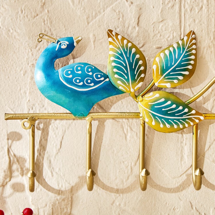 Corsica Metal Peacock Wall Multi Hooks