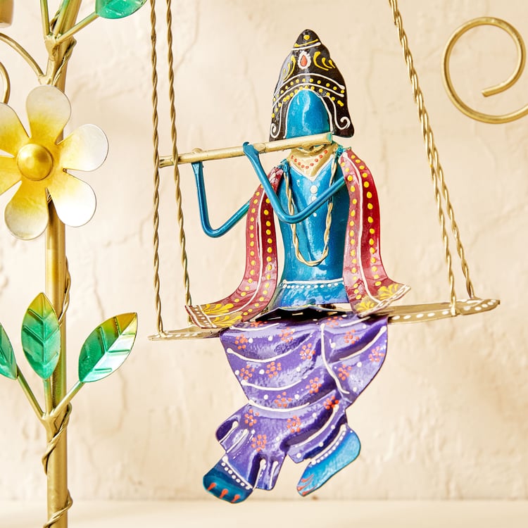 Corsica Metal Krishna On Jhula T-Light Holder