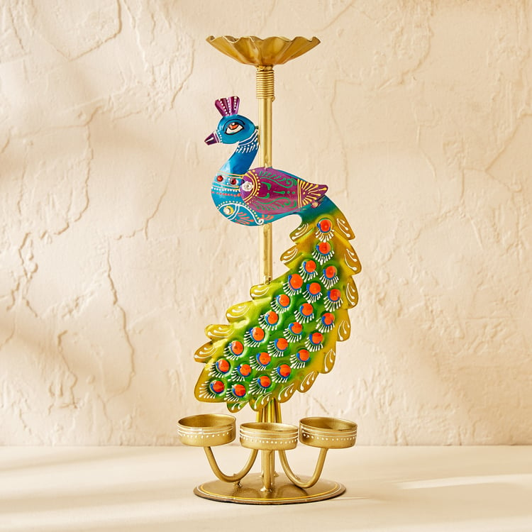 Corsica Metal Peacock Multi T-Light Holder