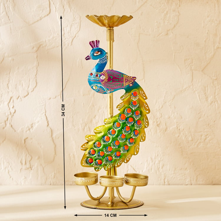 Corsica Metal Peacock Multi T-Light Holder