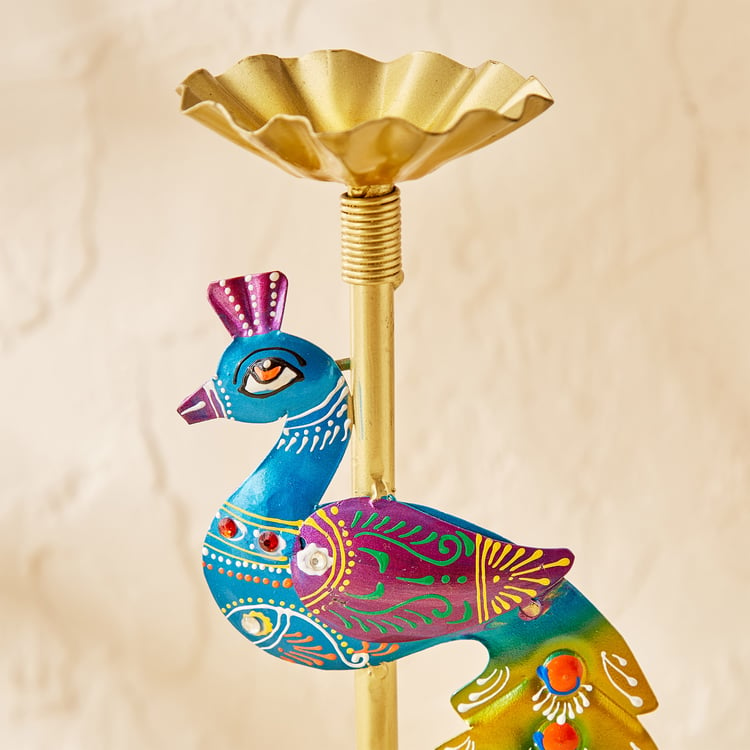 Corsica Metal Peacock Multi T-Light Holder