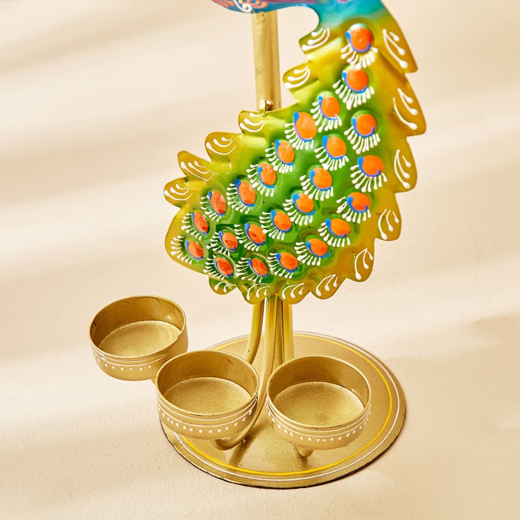 Corsica Metal Peacock Multi T-Light Holder