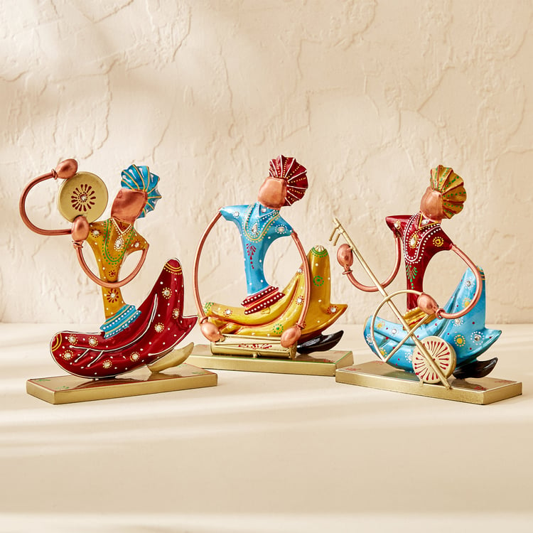 Corsica Mystic India Set of 3 Iron Sitting Musician Figurines