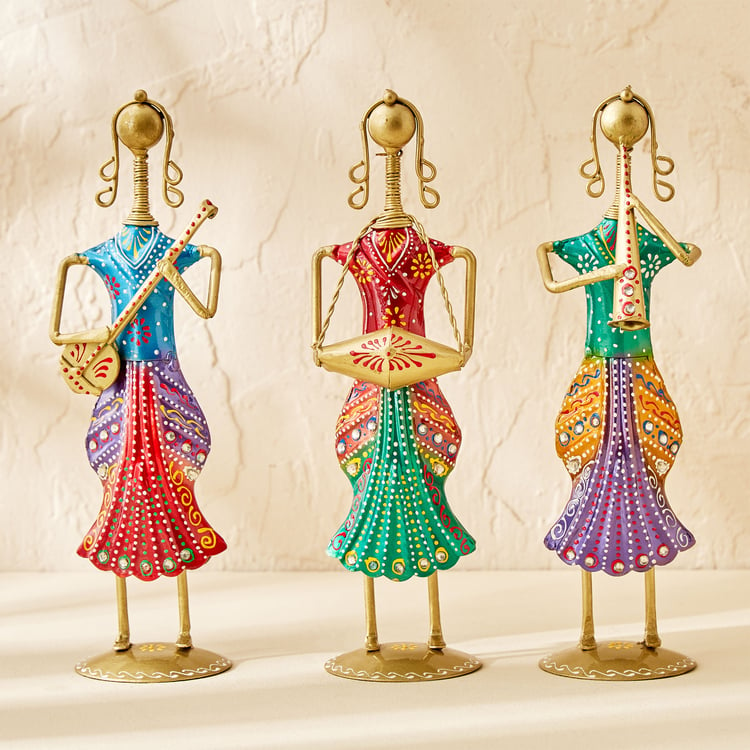 Corsica Mystic India Set of 3 Iron Musician Doll Figurines