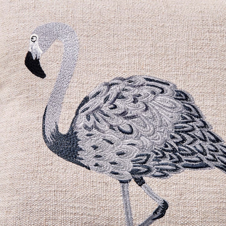 Plushify Flamingo Embroidered Cushion Cover - 40x40cm