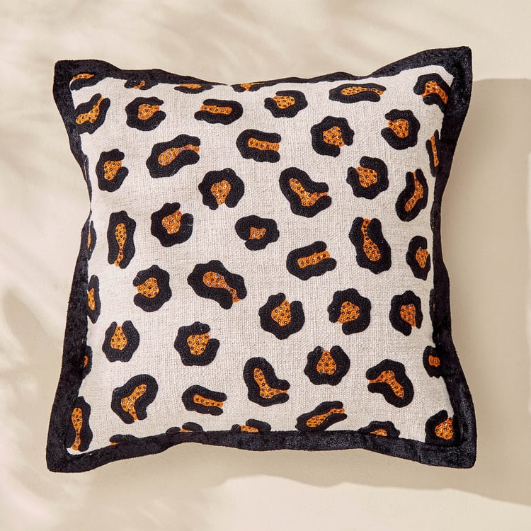 Plushify Leopard Embroidered Cushion Cover - 40x40cm