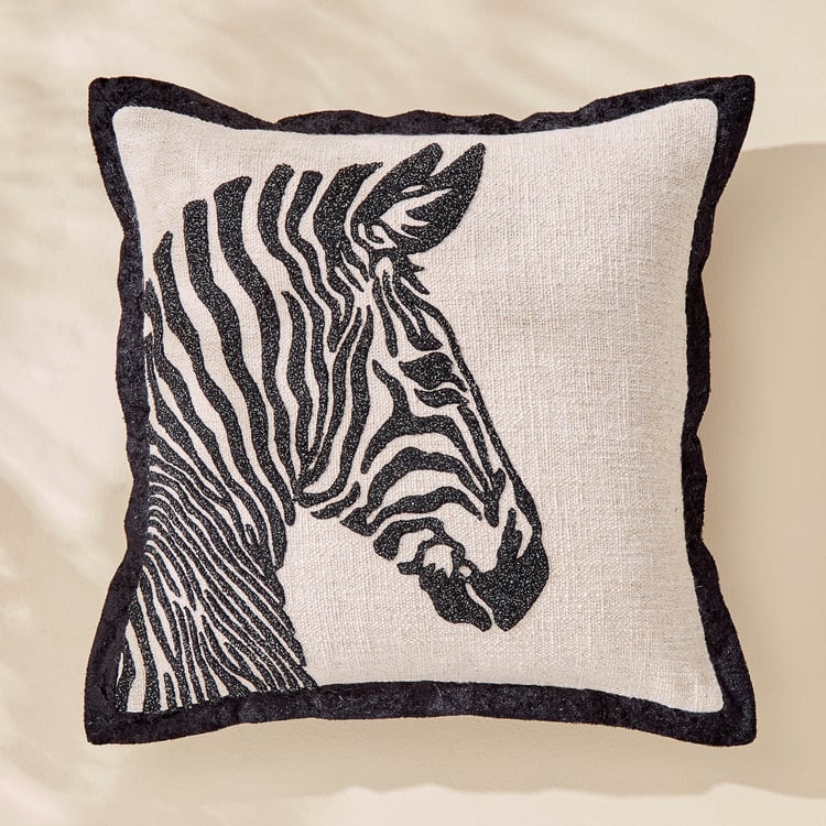 Plushify Zebra Patterned Cushion Cover - 40x40cm