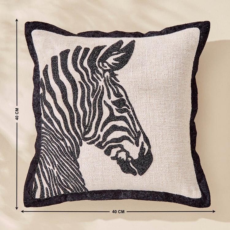 Plushify Zebra Patterned Cushion Cover - 40x40cm