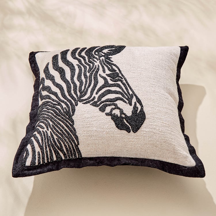 Plushify Zebra Patterned Cushion Cover - 40x40cm