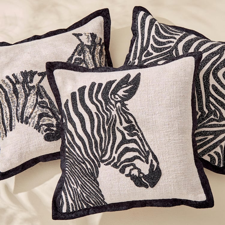 Plushify Zebra Patterned Cushion Cover - 40x40cm