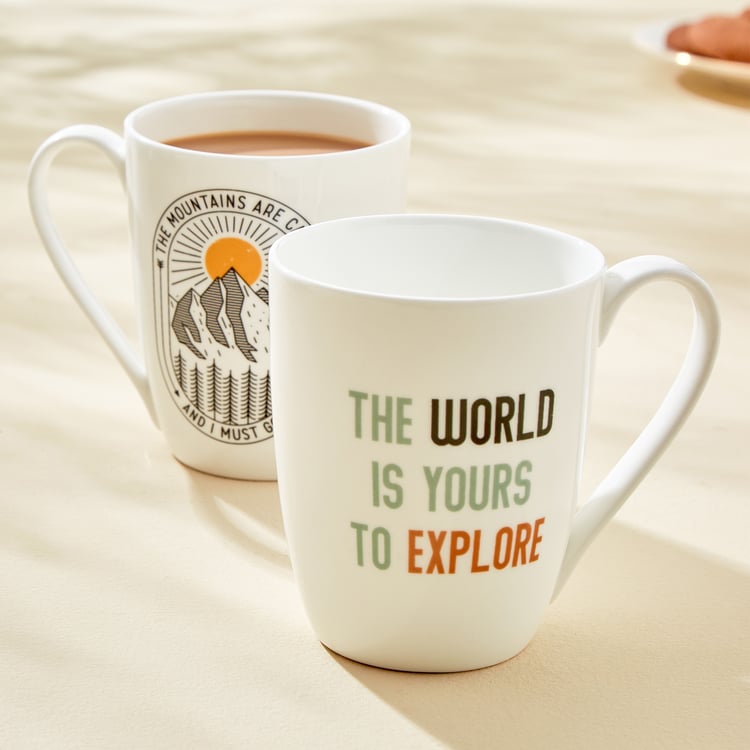 Fiesta Sip & Inspire Bone China Printed Coffee Mug - 340ml