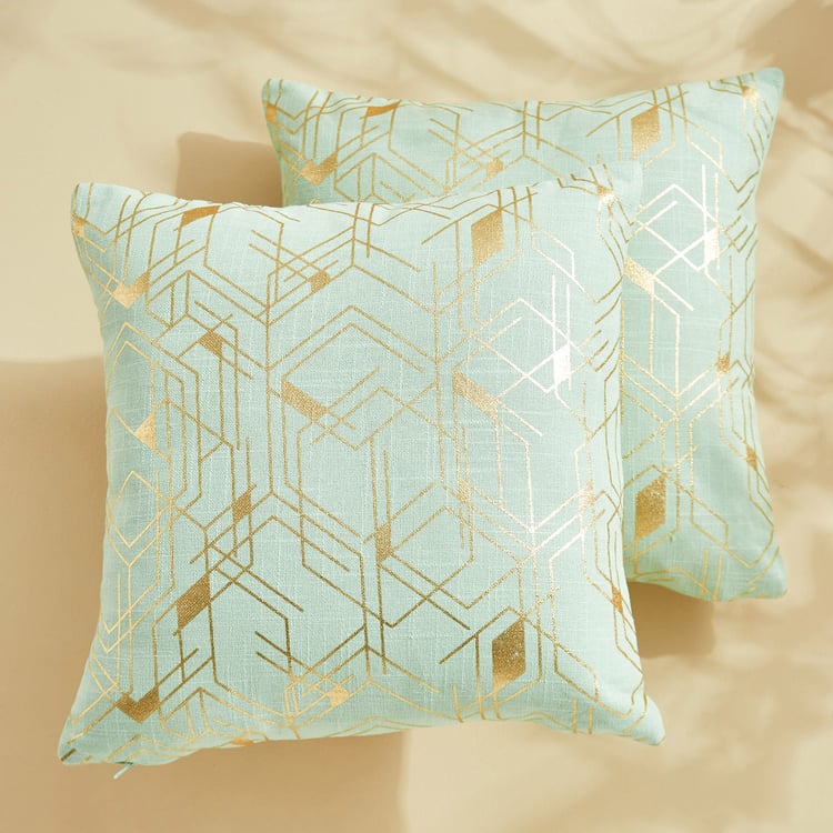 Buy Celestial Set of Geometric Foil Print Cushion Covers